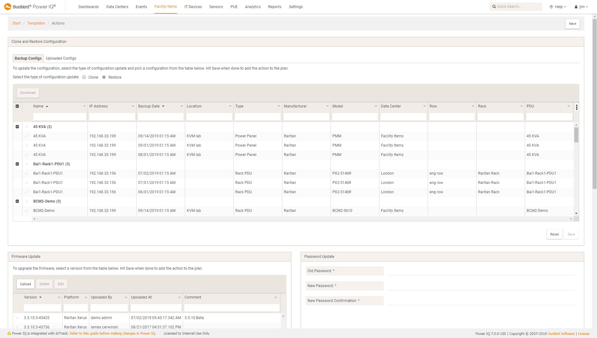 Screenshot of Rack PDU Bulk Configuration